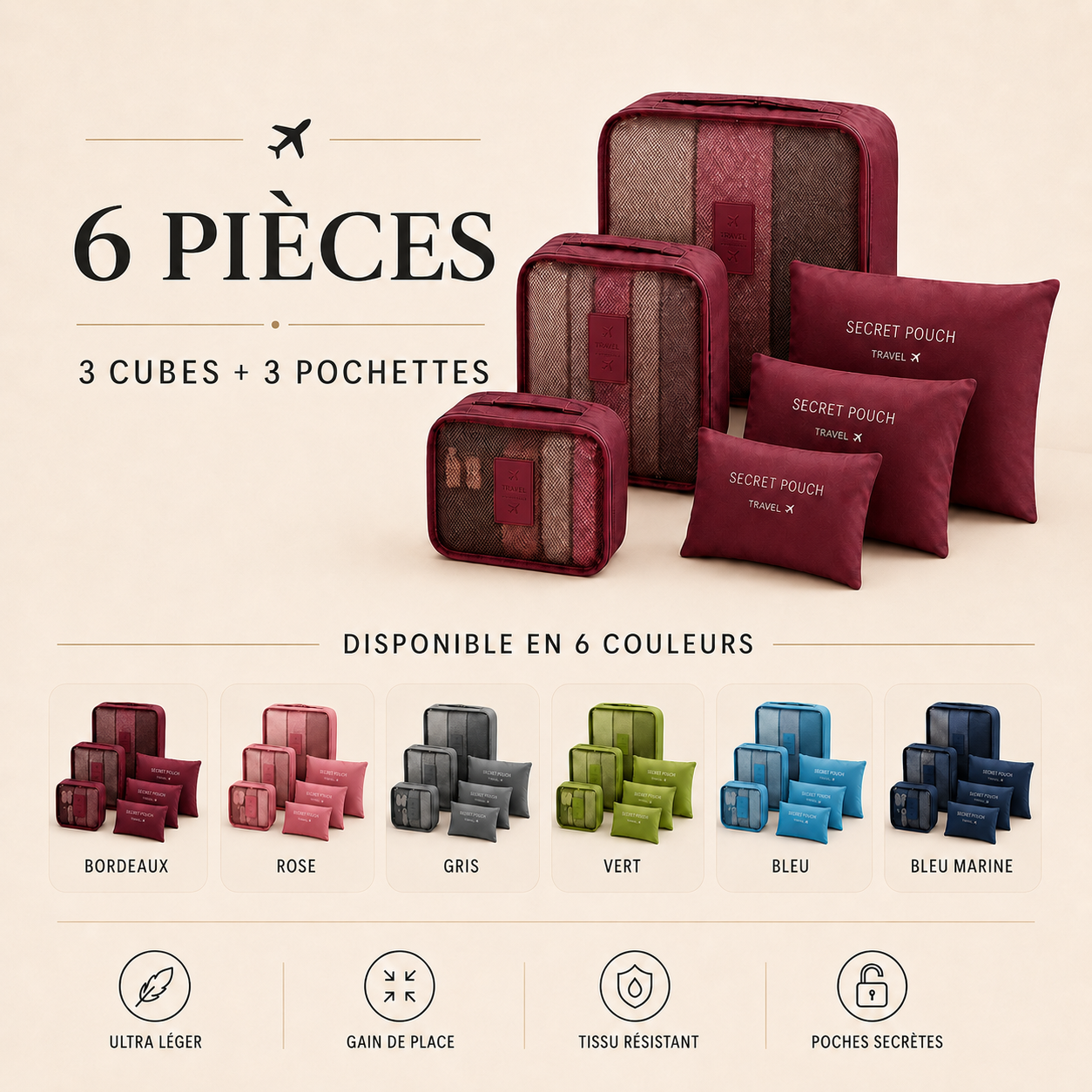 Set de 6 organiseurs de voyage